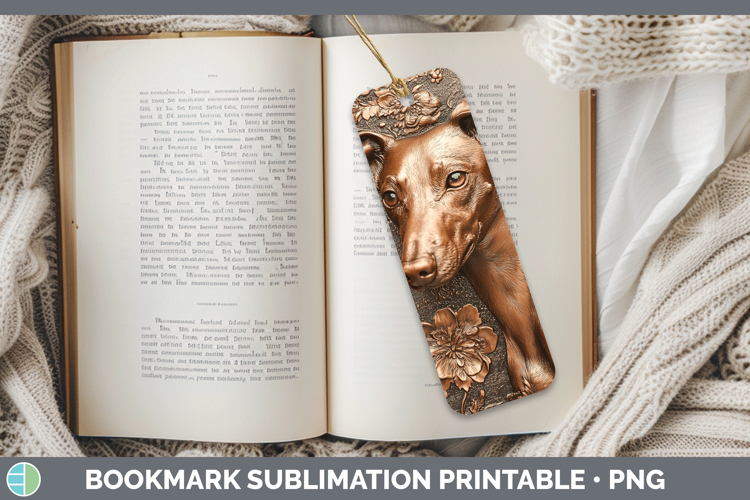 Dogs 03 Copper Relief Whippet Bookmark Sublimation Printable