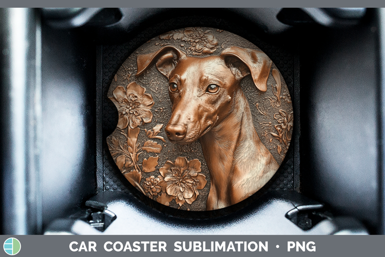 Dogs 03 Copper Relief Whippet Car Coaster Sublimation Desig