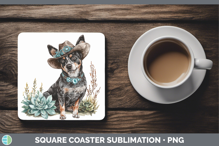 Dogs 03 Country Western Australian Cattle Dog Square Coaster