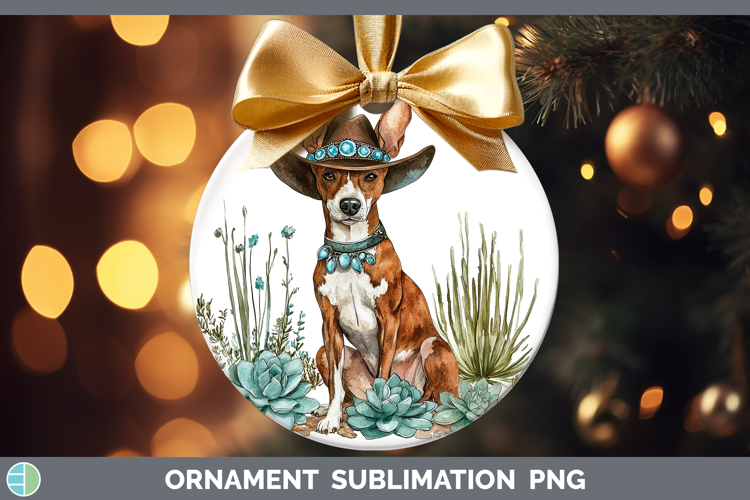 Dogs 03 Country Western Basenji Ornament Sublimation Bauble