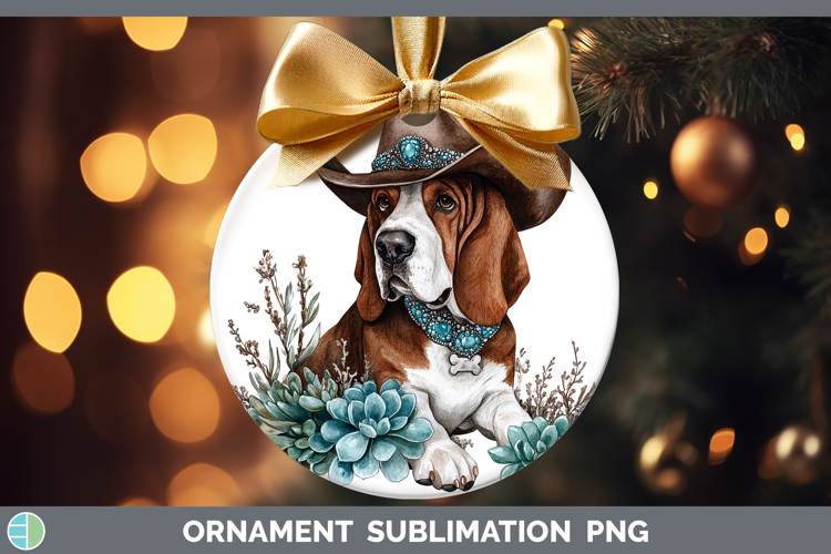 Dogs 03 Country Western Basset Hound Ornament Sublimation Ba