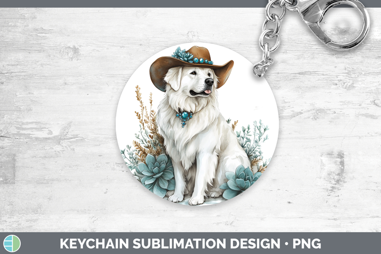 Dogs 03 Country Western Great Pyrenees Keychain Sublimation
