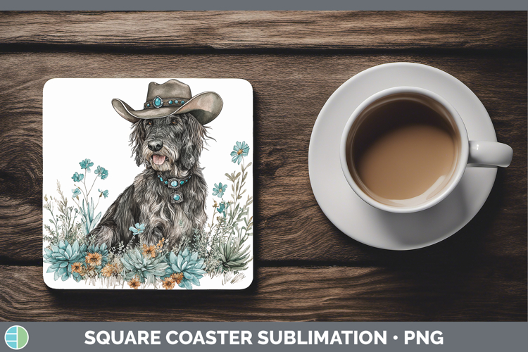 Dogs 03 Country Western Irish Wolfhound Square Coaster Subl