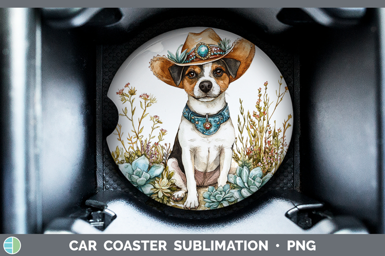 Dogs 03 Country Western Jack Russell Terrier Car Coaster Sub
