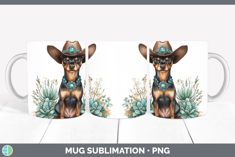 Dogs 03 Country Western Miniature Pinscher Mug Wrap Sublimat