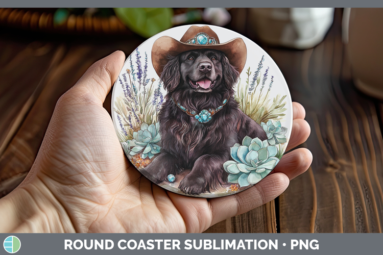 Dogs 03 Country Western Newfoundland Round Coaster Sublimati