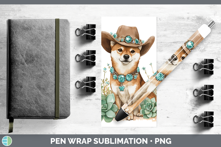 Dogs 03 Country Western Shiba Inu Pen Wrap Sublimation Pen D