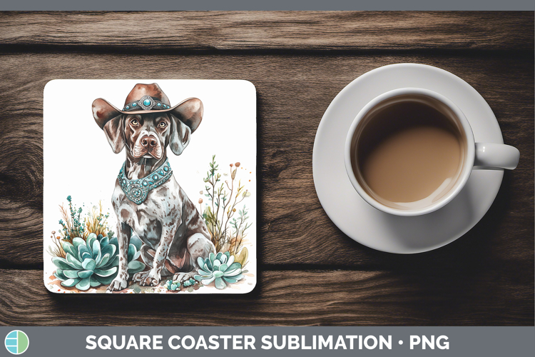 Shorthaired Pointer Square Coaster Dogs 03 Country Western S