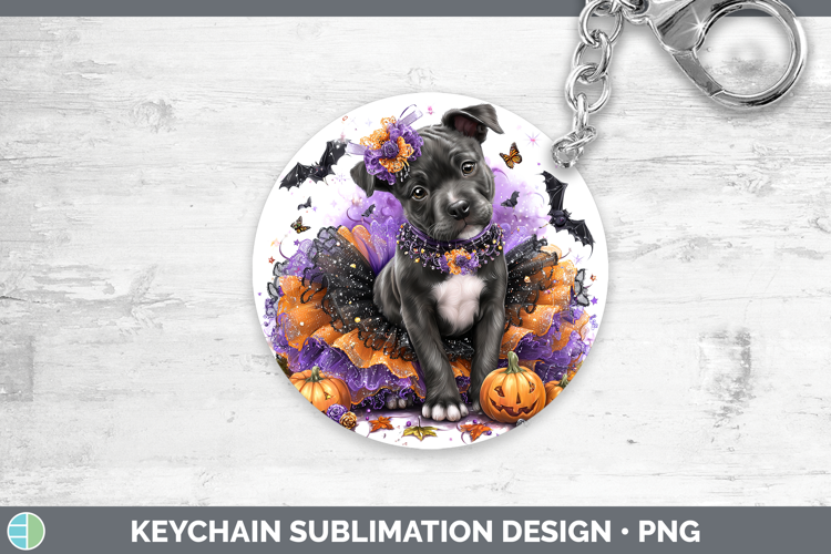 Dogs 03 Halloween American Staffordshire Keychain Sublimatio