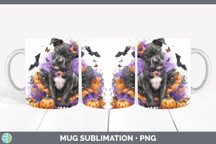 Dogs 03 Halloween American Staffordshire Mug Wrap Sublimatio