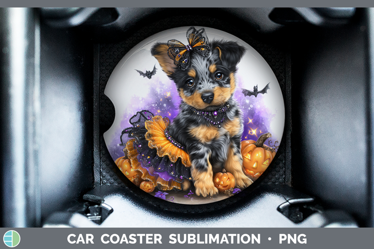 Dogs 03 Halloween Australian Cattle Dog Car Coaster Sublimat