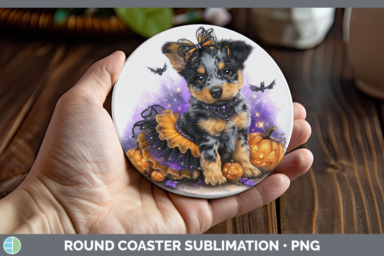 GorgeousDogs 03 Halloween Round Coaster design.