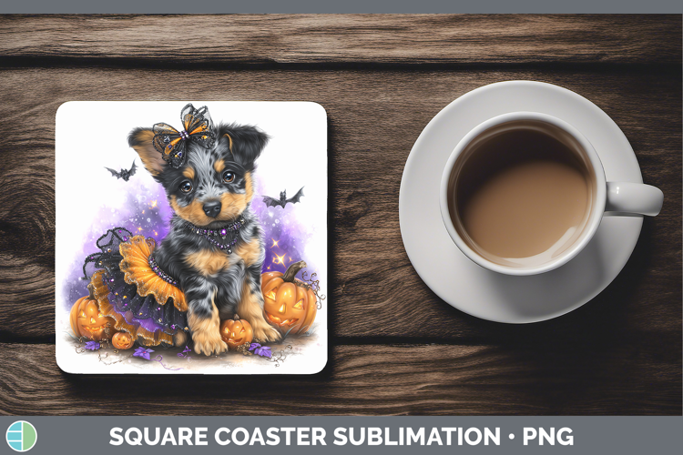 Dogs 03 Halloween Australian Cattle Dog Square Coaster Subli