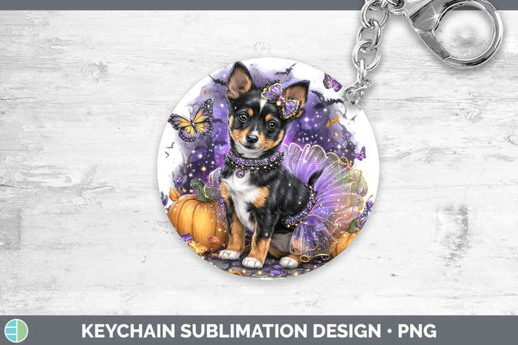 Dogs 03 Halloween Basenji Keychain Sublimation Keyring Desig