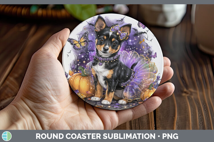 GorgeousDogs 03 Halloween Round Coaster design.