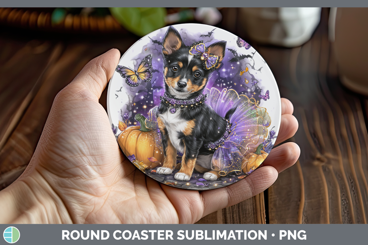 Dogs 03 Halloween Basenji Round Coaster Sublimation Coaster