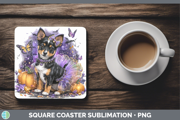 Dogs 03 Halloween Basenji Square Coaster Sublimation Coaster