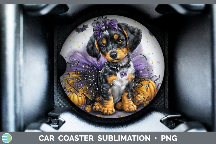 Dogs 03 Halloween Bluetick Coonhound Car Coaster Sublimation