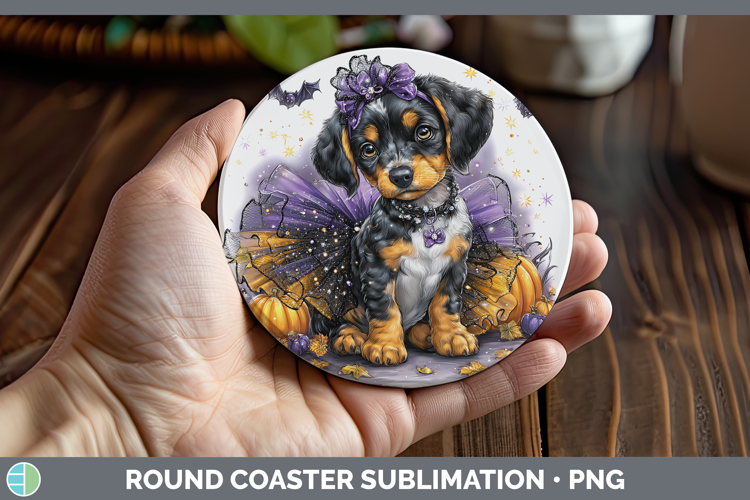 Dogs 03 Halloween Bluetick Coonhound Round Coaster Sublimati