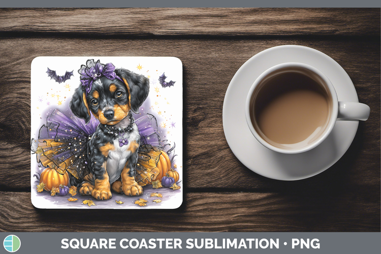 Dogs 03 Halloween Bluetick Coonhound Square Coaster Sublimat