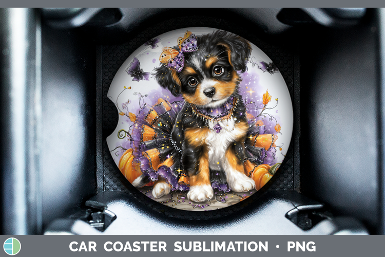Dogs 03 Halloween Brittany Dog Car Coaster Sublimation Desi