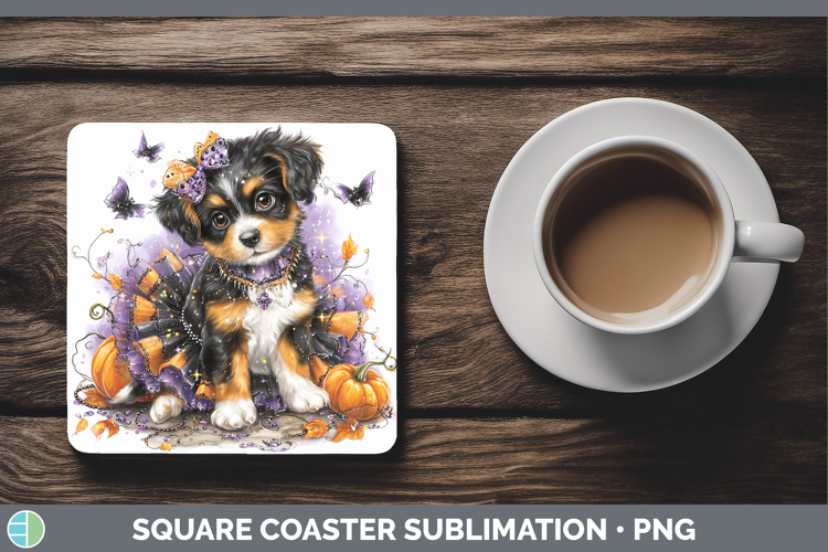 Dogs 03 Halloween Brittany Dog Square Coaster Sublimation Co
