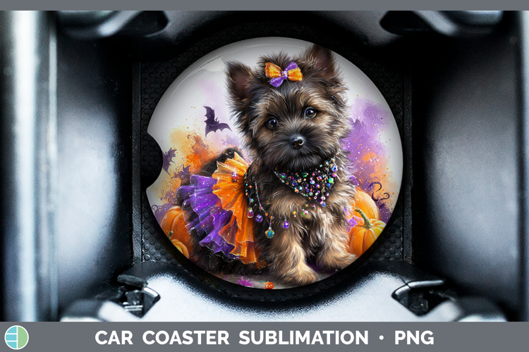 Dogs 03 Halloween Cairn Terrier Car Coaster Sublimation Des