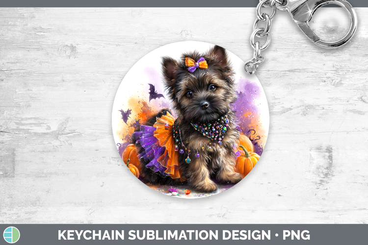 Dogs 03 Halloween Cairn Terrier Keychain Sublimation Keyring