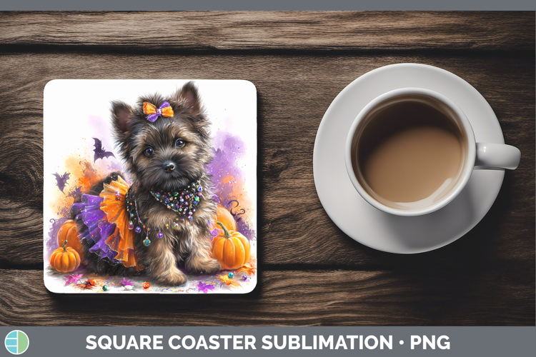 Dogs 03 Halloween Cairn Terrier Square Coaster Sublimation C