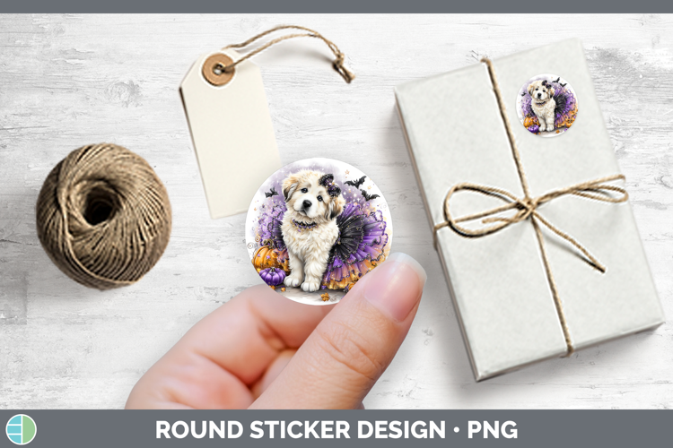 Dogs 03 Halloween Great Pyrenees Stickers | Round Labels Des
