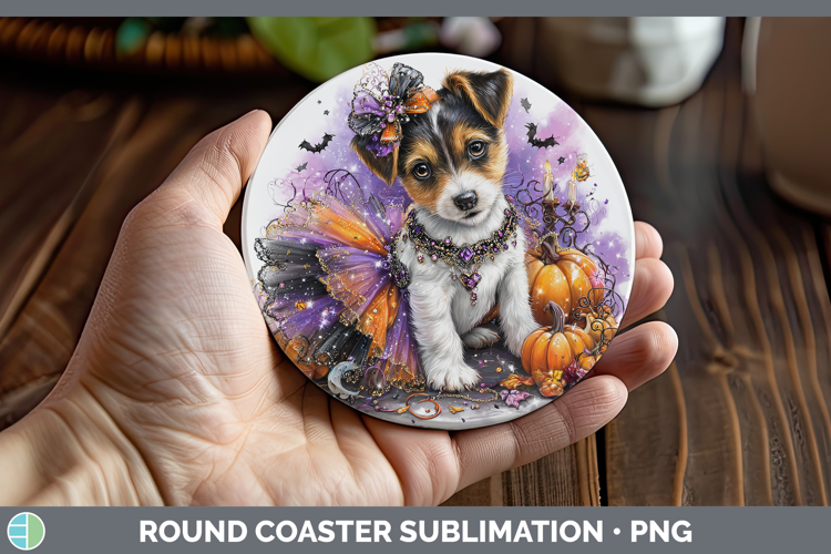Dogs 03 Halloween Jack Russell Terrier Round Coaster Sublima