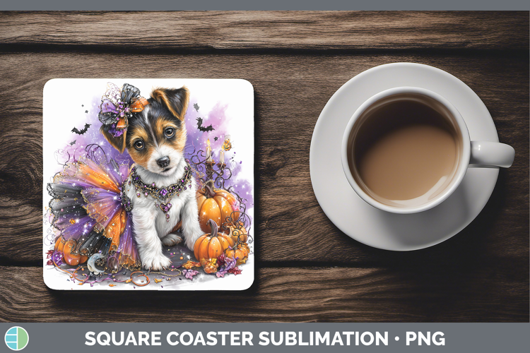 Dogs 03 Halloween Jack Russell Terrier Square Coaster Sublim