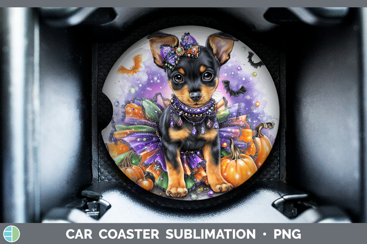 Dogs 03 Halloween Miniature Pinscher Car Coaster Sublimation