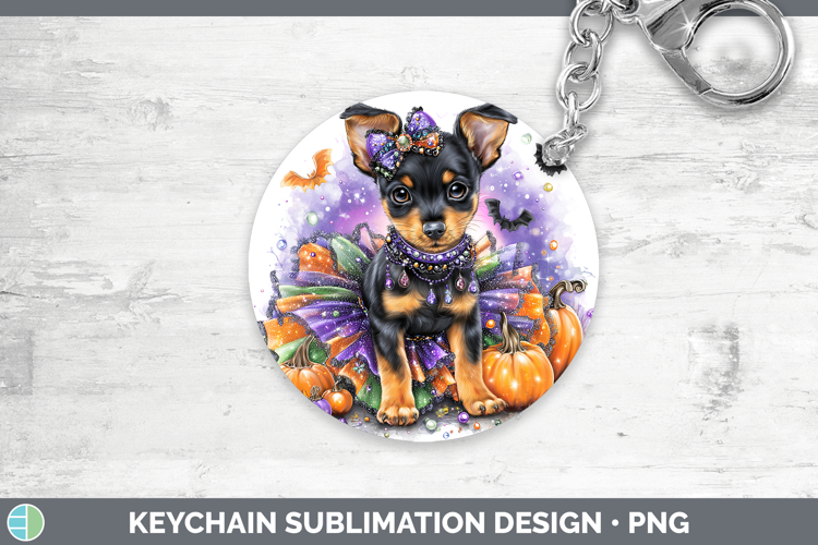 Dogs 03 Halloween Miniature Pinscher Keychain Sublimation Ke