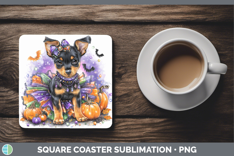 Dogs 03 Halloween Miniature Pinscher Square Coaster Sublimat