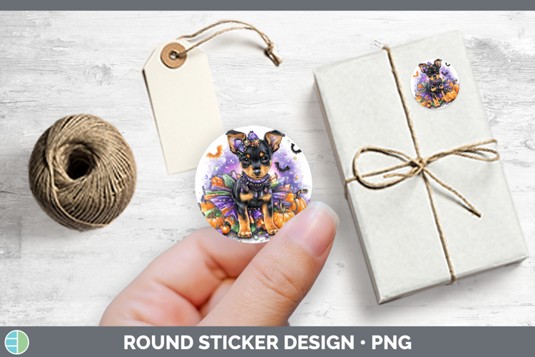 Dogs 03 Halloween Miniature Pinscher Stickers | Round Labels