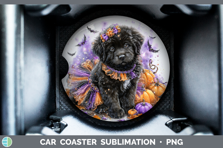 Dogs 03 Halloween Newfoundland Car Coaster Sublimation Desi