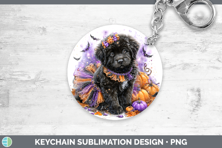 Dogs 03 Halloween Newfoundland Keychain Sublimation Keyring