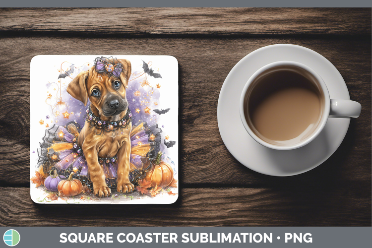 Dogs 03 Halloween Rhodesian Ridgeback Square Coaster Sublima