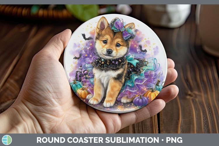 Dogs 03 Halloween Shiba Inu Round Coaster Sublimation Coaste