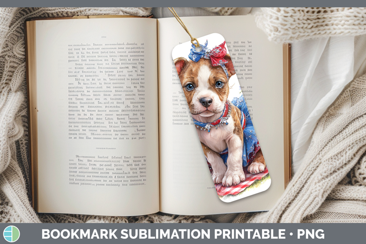 Dogs 03 Patriotic American Staffordshire Bookmark Sublimatio
