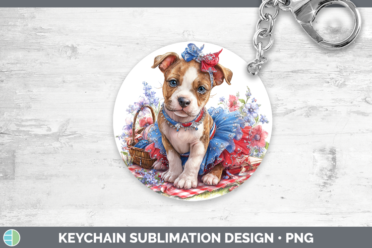 Dogs 03 Patriotic American Staffordshire Keychain Sublimatio