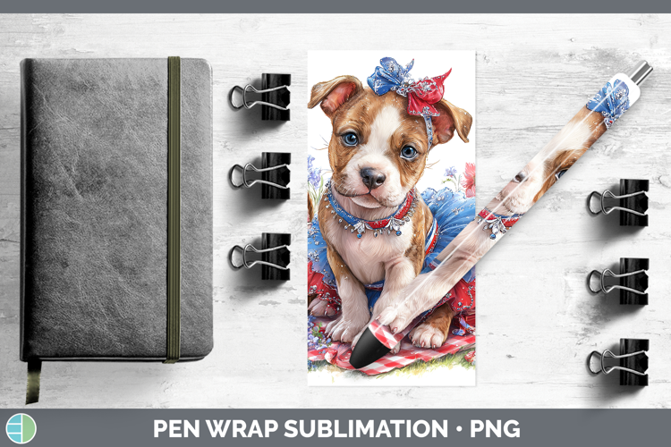 Dogs 03 Patriotic American Staffordshire Pen Wrap Sublimatio