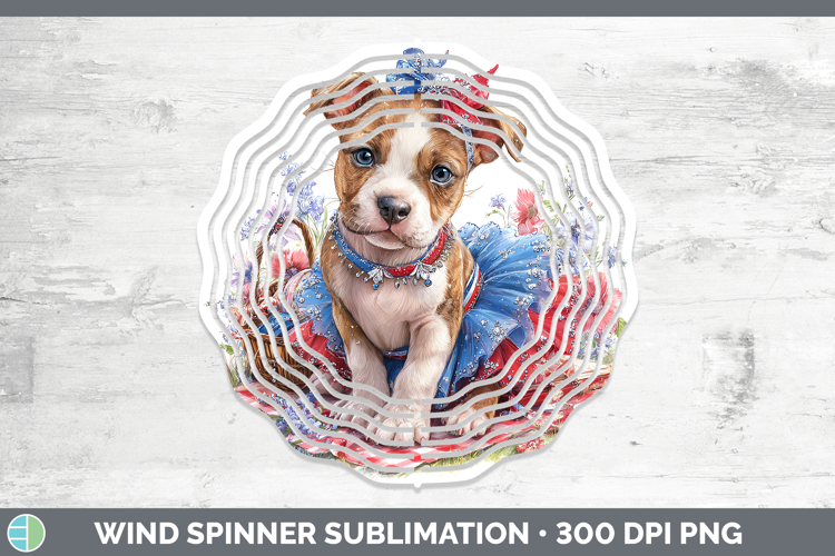 Dogs 03 Patriotic American Staffordshire Wind Spinner Sublim