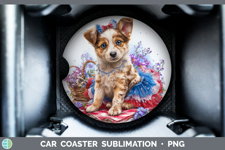 Dogs 03 Patriotic Australian Cattle Dog Car Coaster Sublimat
