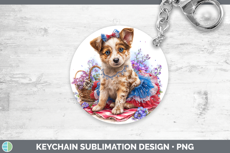 Dogs 03 Patriotic Australian Cattle Dog Keychain Sublimation