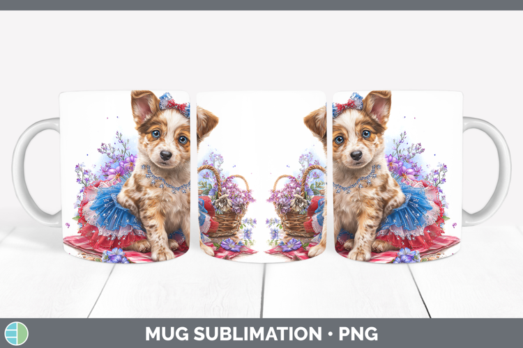 Dogs 03 Patriotic Australian Cattle Dog Mug Wrap Sublimation