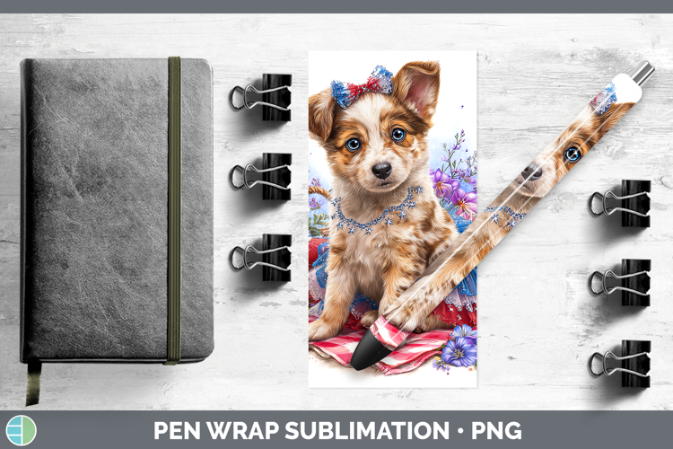 Dogs 03 Patriotic Australian Cattle Dog Pen Wrap Sublimation