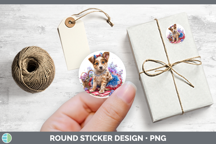 Dogs 03 Patriotic Australian Cattle Dog Stickers | Round Lab