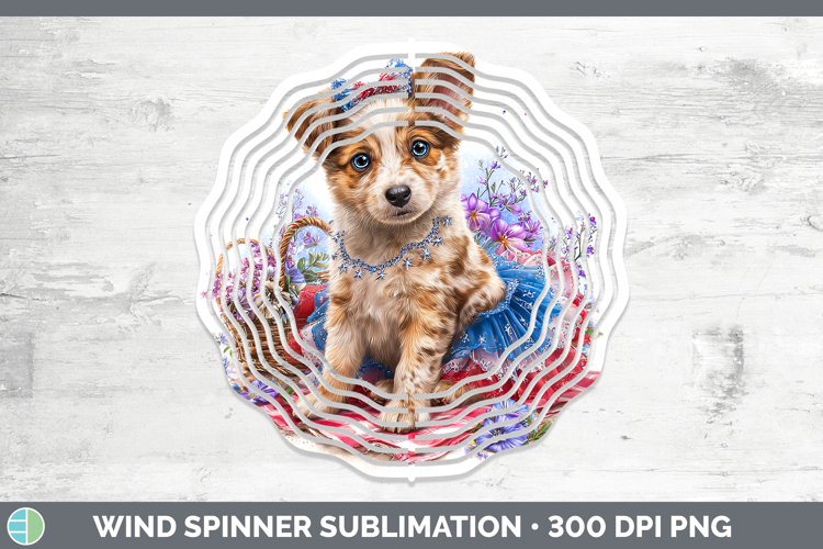 Dogs 03 Patriotic Australian Cattle Dog Wind Spinner Sublima